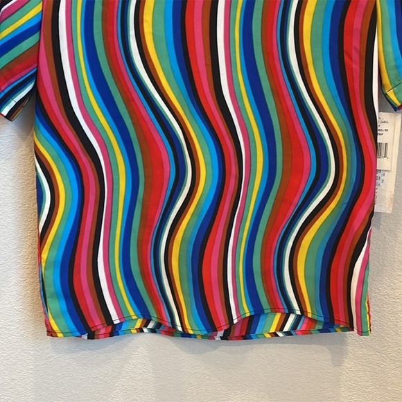 Vintage 80’s NWT Deadsock Renaissance Wavy Rainbow Stripe Top Size Small - Picture 2 of 8